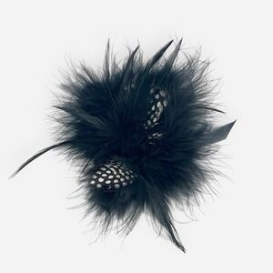 Chico's Black White Feather Brooch Fascinator Pin Flower Floral Magnet